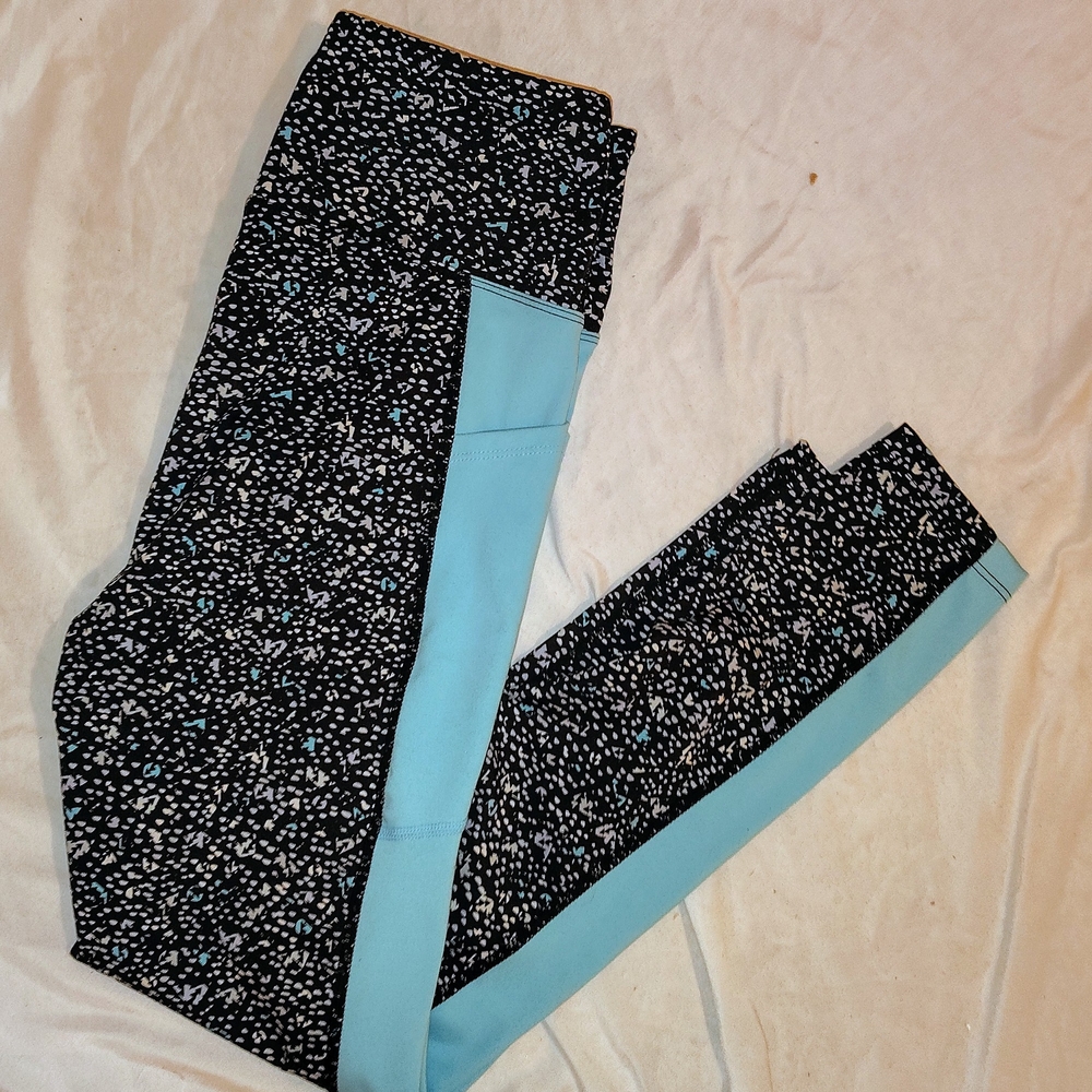 LuLaRoe Black and Blue Track Pants with Stretchy Fit